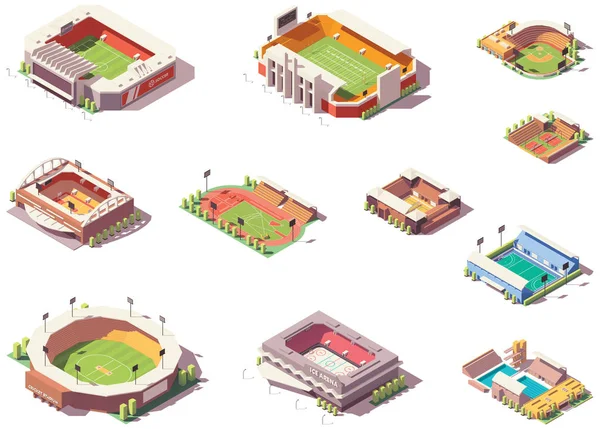 Set de estadios isométricos vectoriales — Vector de stock