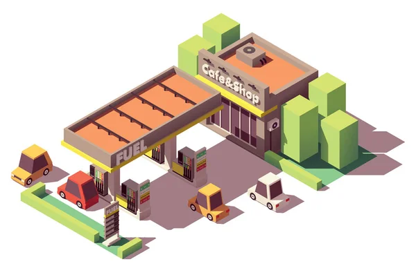 Vector isometric gas station — Stock Vector