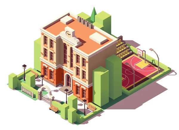 Edificio escolar isométrico vectorial — Archivo Imágenes Vectoriales