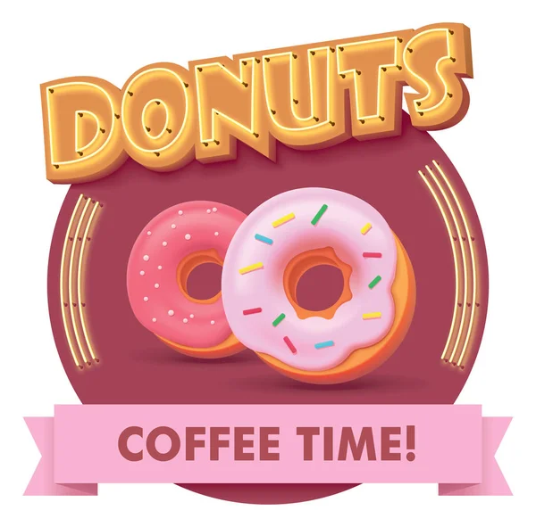 Donuts vetoriais ilustração ou rótulo para menu — Vetor de Stock
