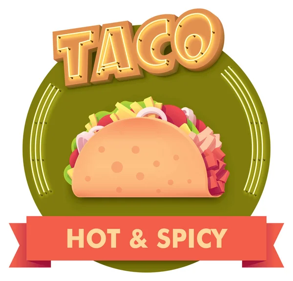 Vectorillustratie taco of label voor menu — Stockvector