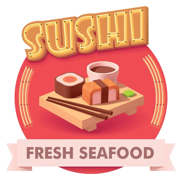 Vector sushi illustration or label for menu — Stock Vector