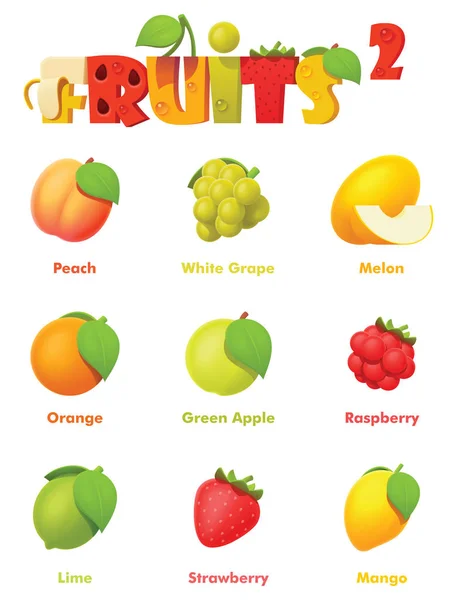 Juego de iconos de frutas vectoriales — Archivo Imágenes Vectoriales