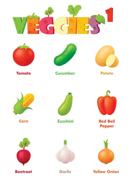 Vector verduras icono conjunto — Archivo Imágenes Vectoriales