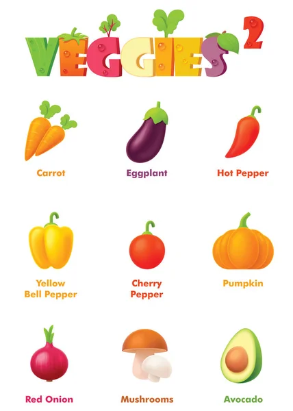 Vector verduras icono conjunto — Vector de stock