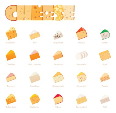 Vektör peynir türlerini Icon set
