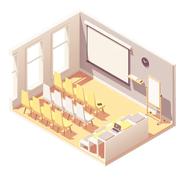 Vector izometric birou sala de prezentare interior — Vector de stoc