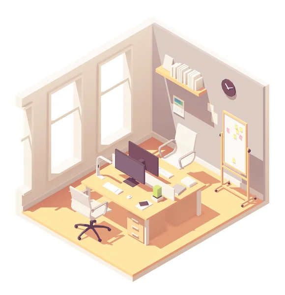 Vector isometric office room interior — Stock Vector