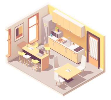 Vector isometric office break room clipart