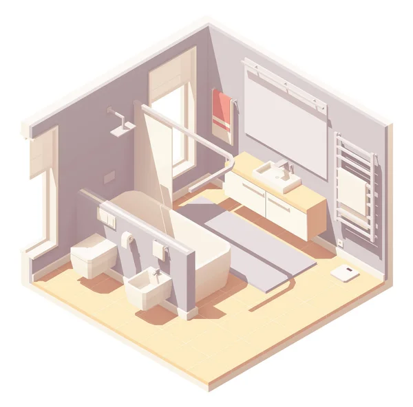 Vecteur isométrique salle de bain intérieur — Image vectorielle