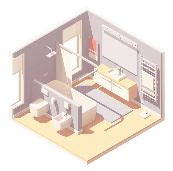 Interior del baño vectorial isométrico — Vector de stock