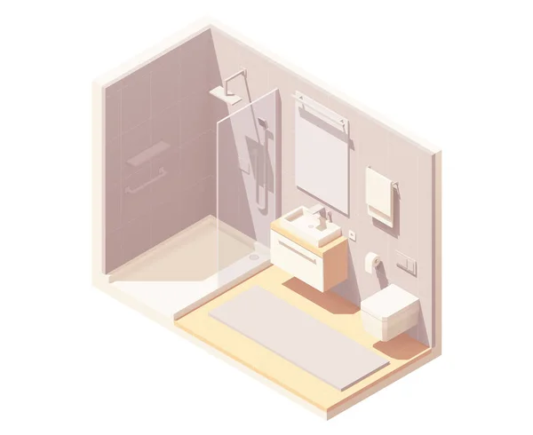 Vector isométrico pequeño cuarto de baño interior — Vector de stock