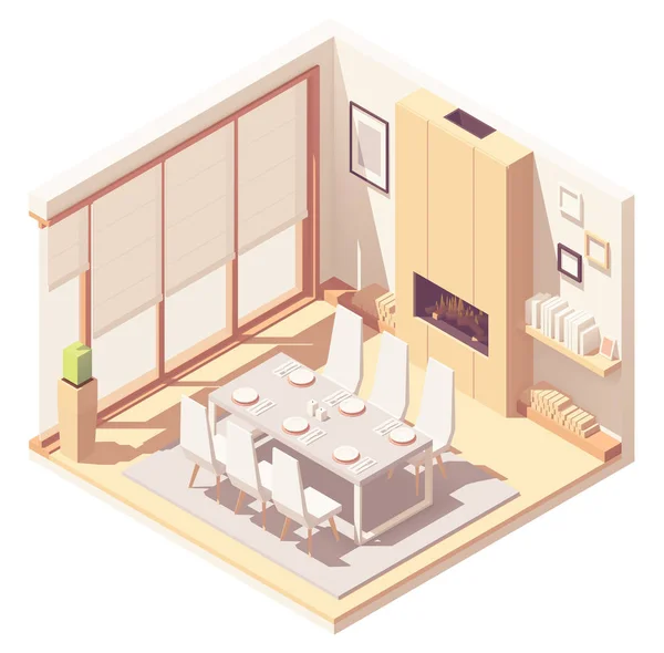 Vetor isométrico sala de jantar interior — Vetor de Stock