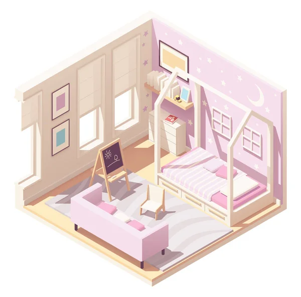 Habitación vectorial isométrica para niños — Vector de stock