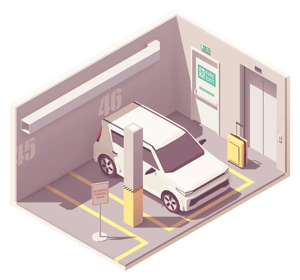 Vektor izometrické auto parkovací garáže — Stockový vektor