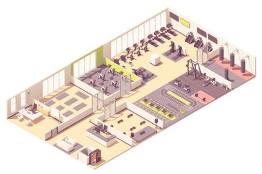 Vektör izometrik fitness kulüp ya da spor salonu iç
