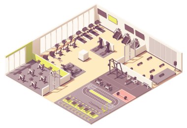 Vektör izometrik fitness kulüp ya da spor salonu iç