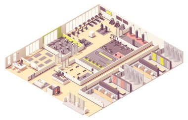 Vektör izometrik fitness kulüp ya da spor salonu iç