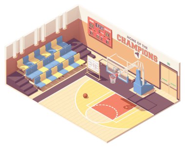 Vektör isometrik gymnasium basketbol sahası