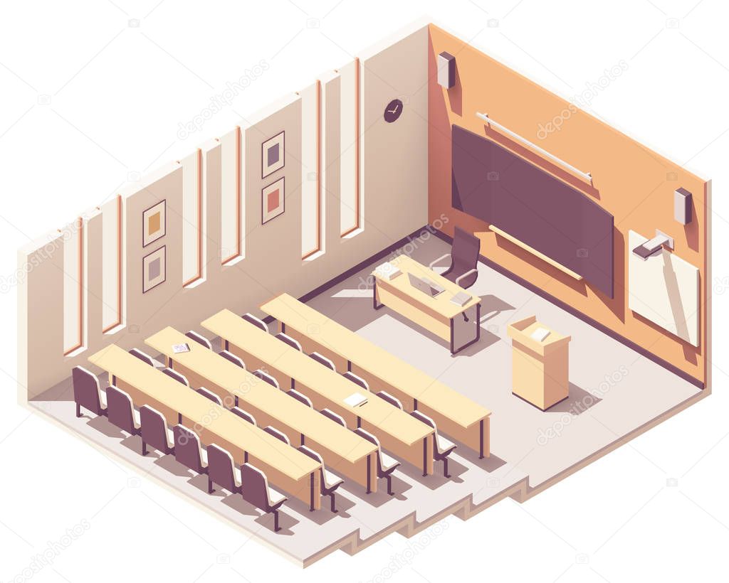 Vector isometric university lecture hall