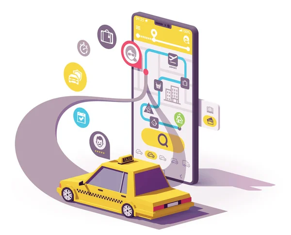 Vector taxi mobiele app illustratie — Stockvector