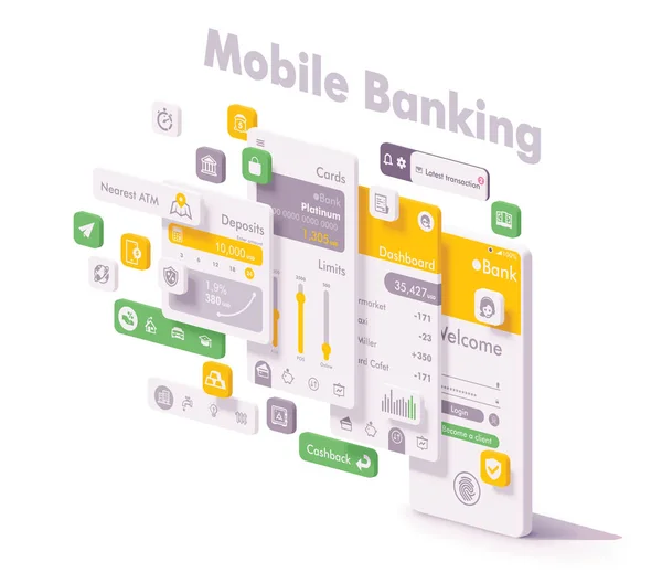 Vektor mobil Internet Banking app koncepció — Stock Vector