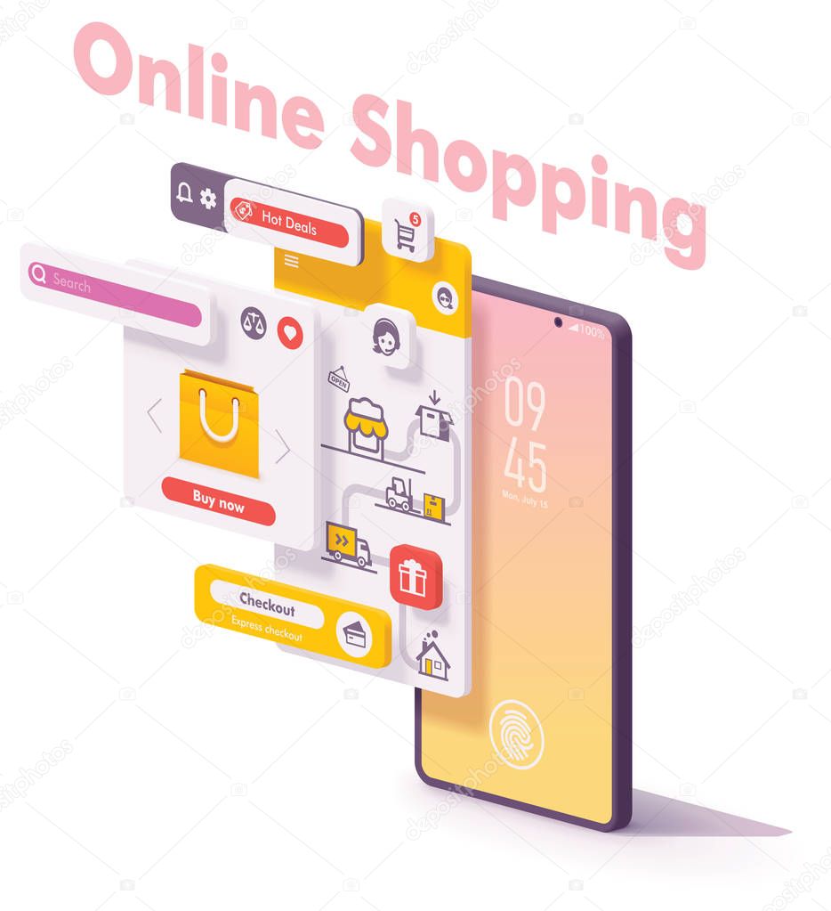 Vector mobile online shopping app concept