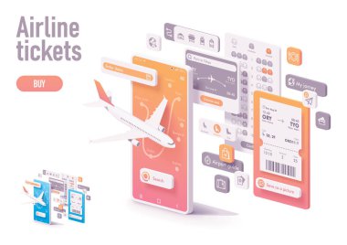 Vektör rezervasyon havayolu biletleri uygulama şablonu