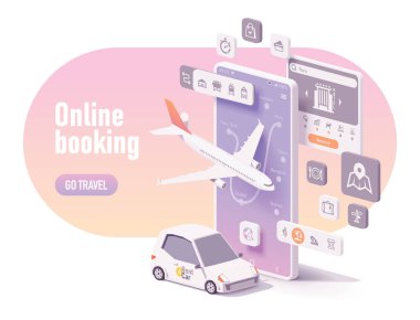 Vektör online seyahat planlaması ve rezervasyon konsepti