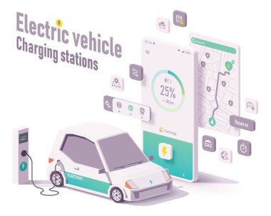 Vektör elektrikli araç şarj istasyonları uygulaması