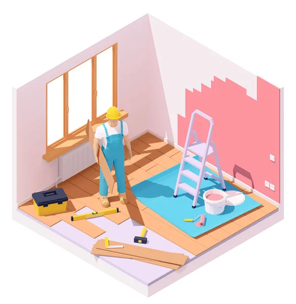 Vector isometrische woningrenovatie — Stockvector