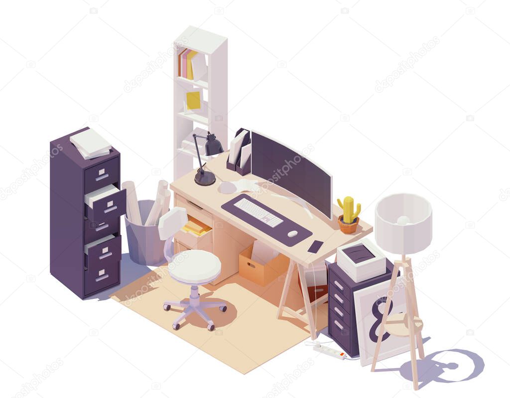 Vector isometric office workplace