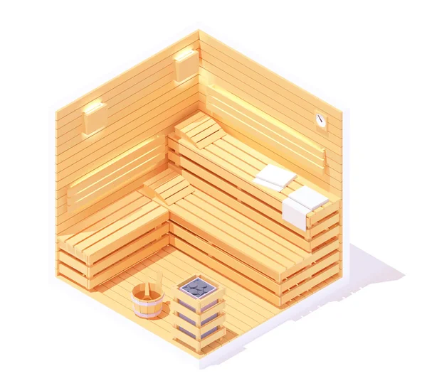 Interior de sauna isométrica vectorial — Vector de stock