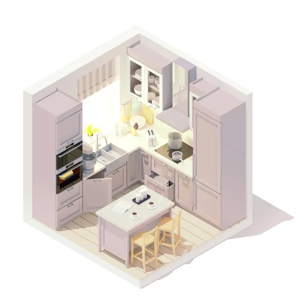 Vektor-isometrischer Kücheninnenraum — Stockvektor