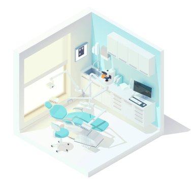 Vector isometric low poly dental office clipart