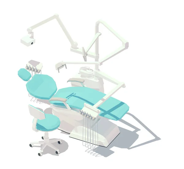 Vetor isométrico baixo poli cadeira dental — Vetor de Stock