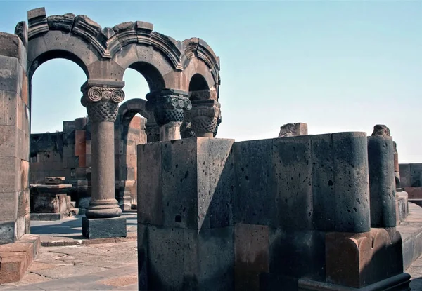 Ruinerna Det Gamla Christan Temple Zvartnots Nära Yerevan Armenien — Stockfoto