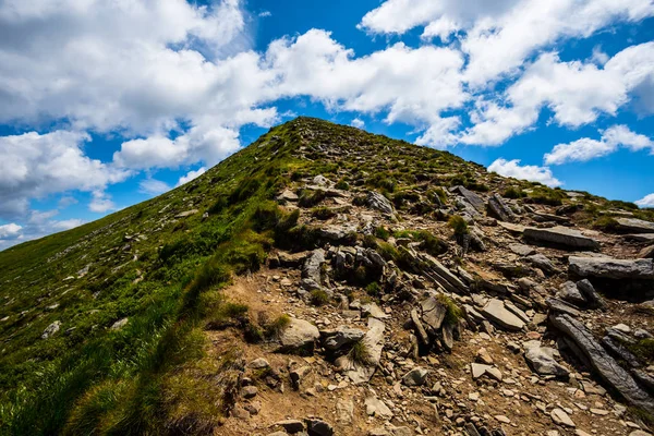 Oben Auf Einem Blauen Bewölkten Himmel Hintergrund — Stockfoto