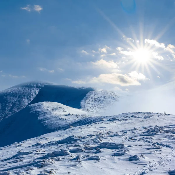 Inverno Neve Paisagem Montanhosa — Fotografia de Stock