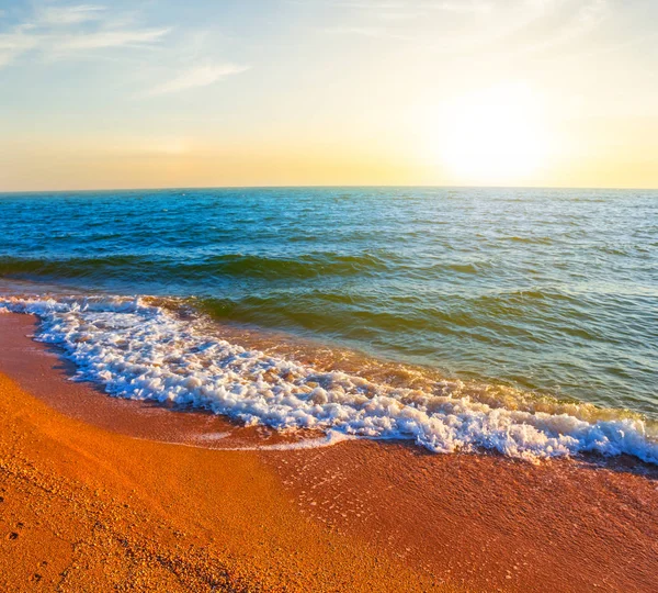 Sandiga Stranden Solnedgången Naturliga Semester Bakgrunden — Stockfoto