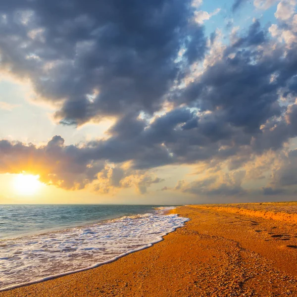 Sommar Sandstrand Vid Solnedgången — Stockfoto