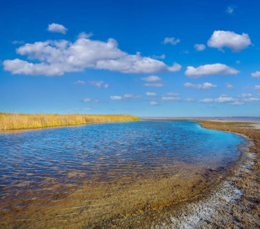 Sivash deniz panorama, Kırım, Ukrayna