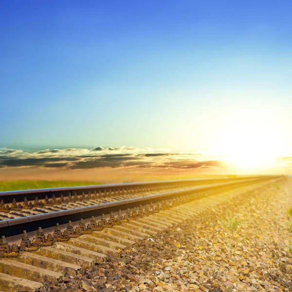 Closeup Railway Sunset — Stock Photo, Image