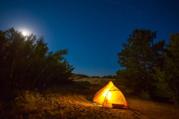 Piccolo Campeggio Turistico Notte — Foto Stock