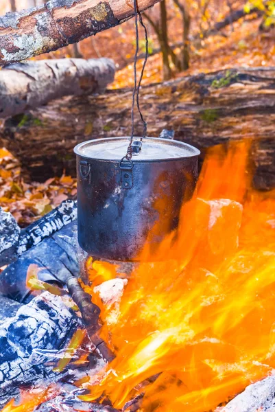Closeup Touristic Cauldron Fire — Stock Photo, Image