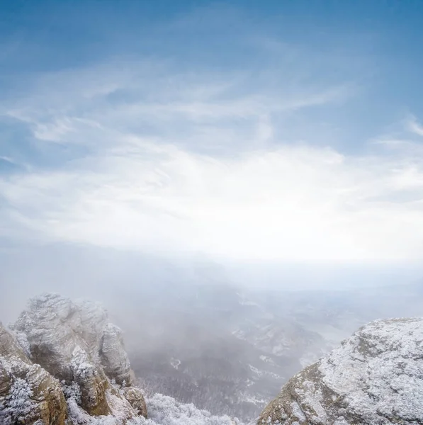 Blick Von Einem Schneebedeckten Berg Winter — Stockfoto