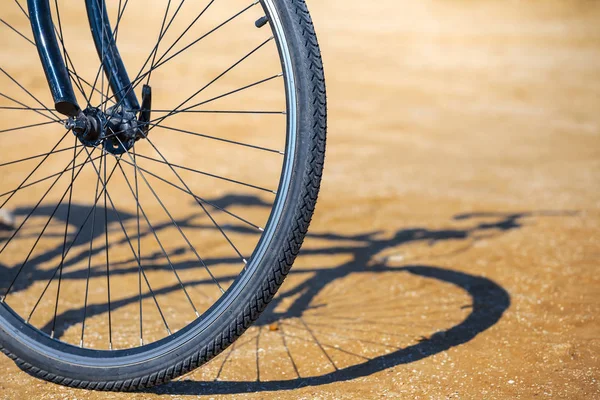 Closeup Bicycle Wheel Sand — Stock Photo, Image