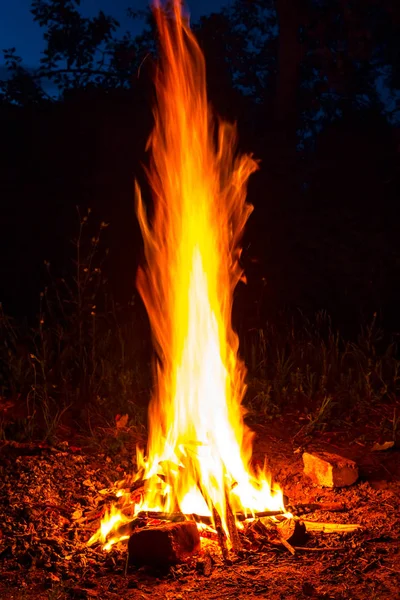 Primo Piano Campo Fuoco Notte — Foto Stock