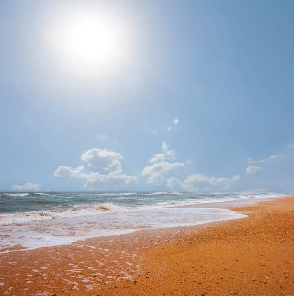 Praia Mar Arenoso Dia Quente Verão — Fotografia de Stock