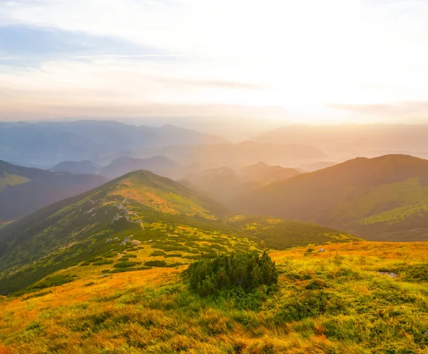 Vale Verde Montanha Início Manhã — Fotografia de Stock